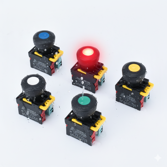 Xindali 22mm Waterproof Silicone Head Industrial Push Button Switch IP65 Anti-freeze Cold Resistant Momentary Latching LED 10A