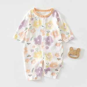 Body de manga larga para bebé, mono transpirable de algodón fino, ropa de verano unisex - Product Image 1