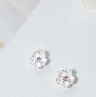Frische, schlichte Mode S925 Sterling Silber Zirkon Ohrringe Geschenke für Frauen Blumen-Ohrstecker