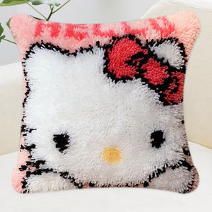 Housse de coussin en toile imprimée moderne à <span class=keywords><strong>crochet</strong></span> moderne avec motifs de chatons, kits pour adultes débutants, vente chaude - Product Image 2