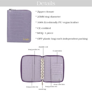 Etsy Ins TK Meilleure vente en cuir de crocodile 6 anneaux A7 Classeur économique comme agenda Planner Couverture d'autocollants et enveloppes à monnaie disponibles - Product Image 5
