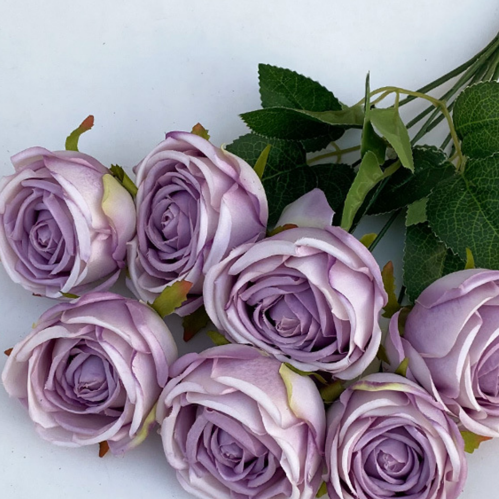 bouquet 7 têtes rose 45cm violet