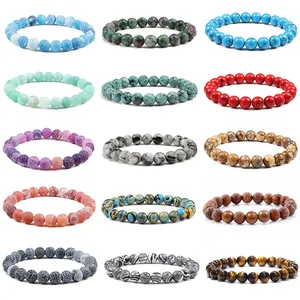 Pulsera de piedras preciosas con cuentas de ónix, piedra Natural, Ojo de Tigre, piedra curativa de cristal de 8mm, para Yoga, meditación, hombres y mujeres, joyería