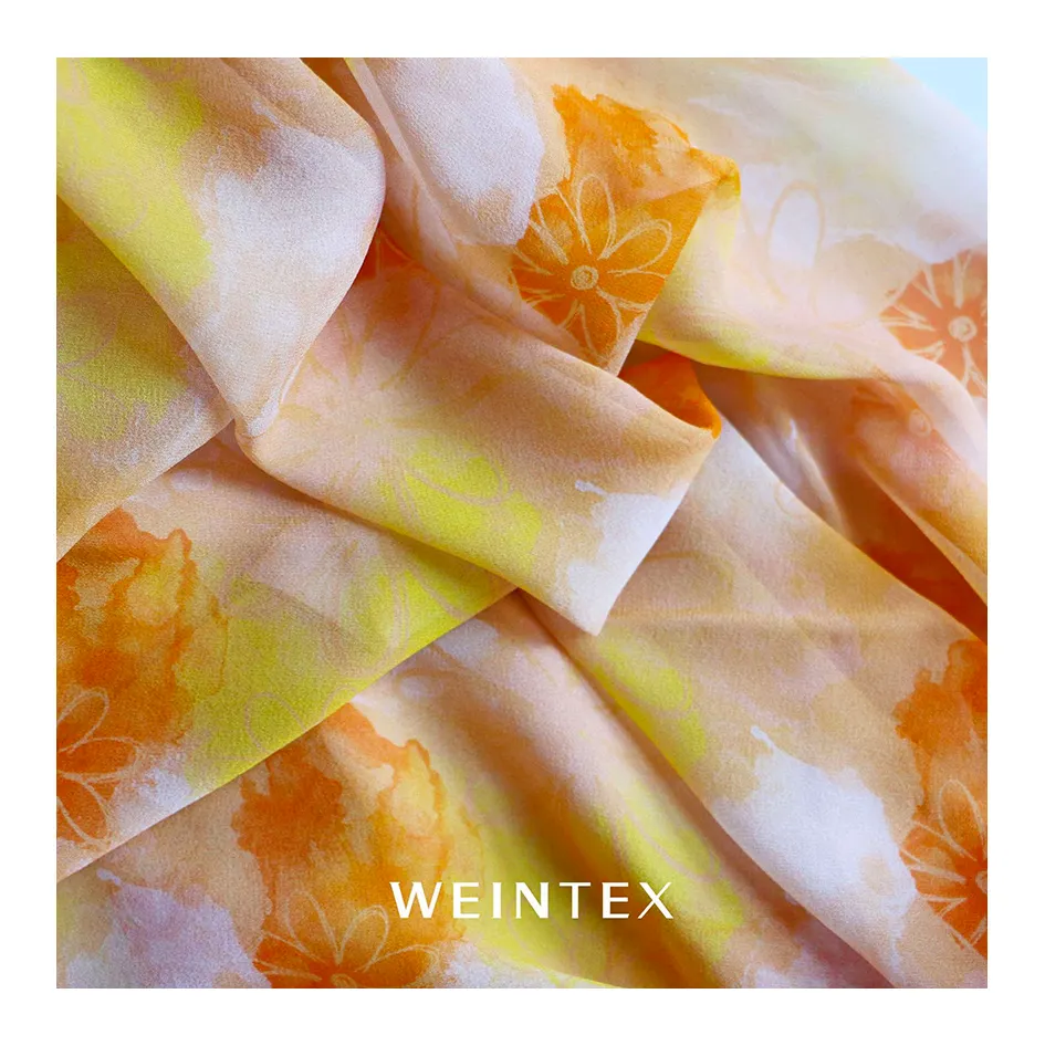 Z0108 gros tissu matériel de robe avec usine de soie impression florale numérique sur tissu georgette de soie pure pour les vêtements