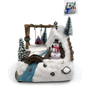 best selling christmas items handmade personalized resin christmas decoration ornaments house with light
