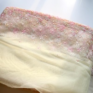 Raffinata Applicazione in <span class=keywords><strong>Pizzo</strong></span> Floreale a Rete in Oro Giallo con Motivo a Foglie in Tulle per Abiti da Sposa, Scarpe, Borse e Accessori - Product Image 6
