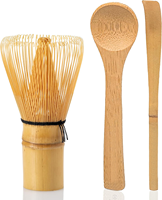 Ensemble fouet à matcha en bambou avec cuillère en bambou et cuillère à bec (Chashaku) – Brosse à matcha durable en bambou pour le thé matcha