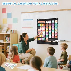 Boho Calendar Pocket Chart 20x24 Inch Educational Cards Time Management Preschool - Product Image 5