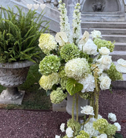 Centre de table luxueux artificiel blanc et vert, fleurs d'hortensia et de rose pour la décoration de table de mariage, banquet, événement, fête