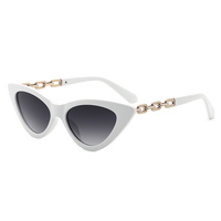 Lunettes de soleil rétro vintage pour femme HP22796, style œil de chat, avec chaîne de monture
