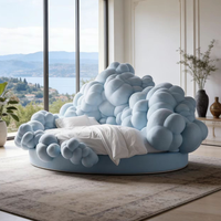 Canapé-lit rond minimaliste, futon créatif en tissu, design moelleux effet guimauve, causeuse élégante pour villa