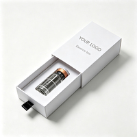 Boîte cadeau rigide personnalisée avec logo, style tiroir, finition mate, vide, en papier, pour flacon d'essence/ampoule, avec ruban et languette de tirage