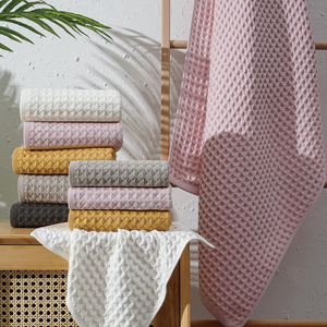 Pure Cotton Woven Waffle-style <b>Bath</b> <b>Towel</b> Three-piece <b>Set</b> Quick-drying Skin-friendly Gift Home Use Rectangle - Product Image 6
