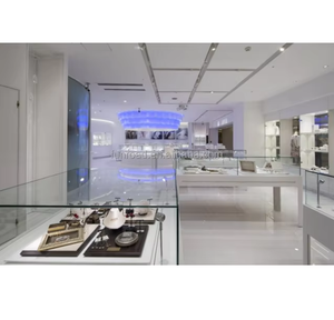 Comptoir de présentation de bijoux en métal moderne pour la vente au détail, petit kiosque de magasin de bijoux avec vitrine - Product Image 2