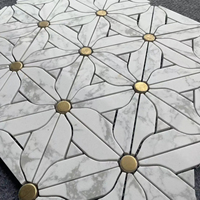 Jet d'eau fleur marbre mosaïque laiton incrustation carrelage mosaïque pour cuisine dosseret et salle de bain carrelage mural