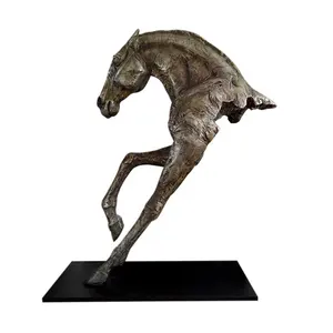 Cavalo de bronze artístico moderno, grande escultura de metal para entrada de hotel