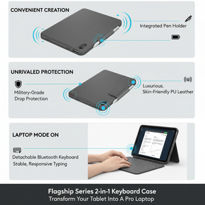Clavier magique en cuir Laudtec, étui de protection complet avec emplacement pour stylet latéral et touches mécaniques pour Galaxy Tab A11 Plus, vente en gros OEM/ODM/marque privée - Product Image 5