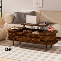 Table basse moderne en métal avec plateau relevable, 3 tiroirs coulissants, rangement caché pour les petits espaces