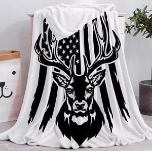 Couverture Polaire Tricotée Ultra Douce en Flanelle à Imprimé Renne, 100% Polyester, Décorative, Hypoallergénique, pour Avion, Vente en Gros - Product Image 3