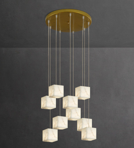 Modern Marble Square Pendant Lamp With E12 Bulb Base Warm <b>White</b> 3500K <b>Hanging</b> Home Lighting HM-PC-104 <b>Hanging</b> Chandelier Lamp HM - Product Image 4