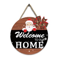 Nouvelle Guirlande Décorative de Noël en Gros 30x30cm Ronde, Panneau de Porche de Noël en Bois et Tableau d'Affichage Suspendu