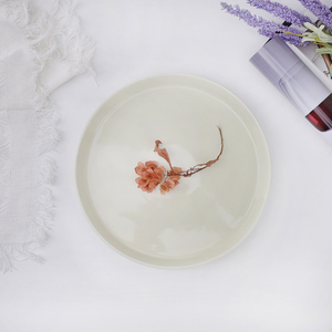 Prato Redondo de Cerâmica Branco Creme - Estilo Americano, Prato Elegante para Jantar/Banquete, Superfície Lisa e Vidrada para Casa, Cozinha e Restaurante - Product Image 3