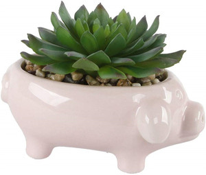 Artificial <span class=keywords><strong>suculenta</strong></span> olla en <span class=keywords><strong>rosa</strong></span> cerdo de cerámica jardinera olla Animal lindo novedad maceta jardinera Set de 2 - Product Image 3