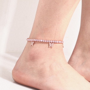 קרסט שרשרת טניס נחושת 4 מ "מ 18 קראט עם פרפר קסם פרפר מעוקב - Product Image 4