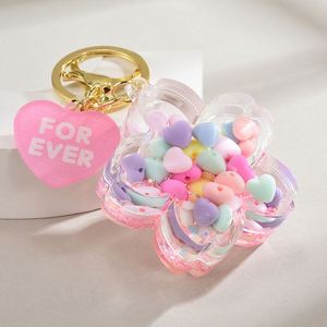 Acrylic Kawaii Flower Liquid Keychain Creative Cute Quicksand Flower <b>Floating</b> Liquid Key Chain Bag Charm Pendant - Product Image 5