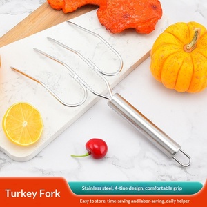 Tenedor para Barbacoa de Acero Inoxidable, Diseño de Cuatro Puntas, Agarre Cómodo, Herramienta para Asar y Grillar al Aire Libre - Product Image 3