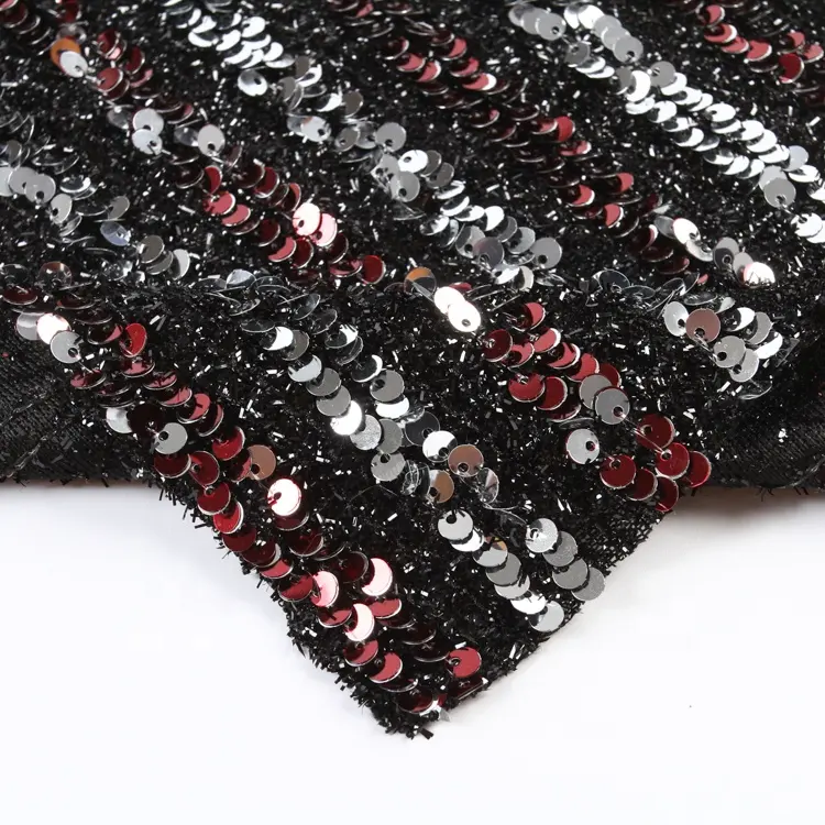 スパンコール刺繍レディースレッドスパンコール生地ドレスに最適な素材生地