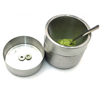 Boîte à thé WELAND de style japonais, boîte à thé et à café en acier inoxydable 304, boîte à poudre de matcha avec cuillère