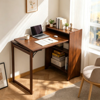 Bureau d'écriture pliable peu encombrant avec étagère latérale, table d'étude robuste en bois pour dortoir, chambre à coucher, salon