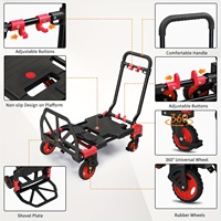 Chariot à main pliable portable à quatre roues en acier, plateforme de transport, outils de shopping, poignée de bagage personnalisable OEM, robuste, capacité 180 kg