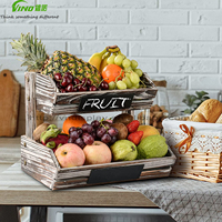 Vino Rustieke Enkelzijdige Massief Houten Schappen 2-Laags Supermarkt Rek Fruit Groente Display Lichtgewicht Vrijstaand Snel