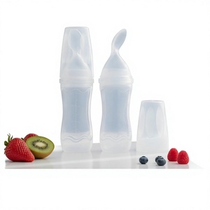 Ustensiles d'alimentation <span class=keywords><strong>pour</strong></span> bébé en gel de silice, biberons <span class=keywords><strong>pour</strong></span> <span class=keywords><strong>porridge</strong></span> et aliments, cuillères d'alimentation à presser - Product Image 1