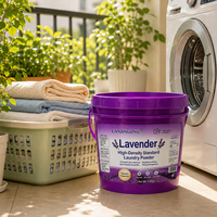 Deterjen Bubuk Lavender Konsentrat Kepadatan Tinggi 4.5kg Busa Rendah Penghilang Noda Kuat Perawatan Kain Lembut Merek Kustom