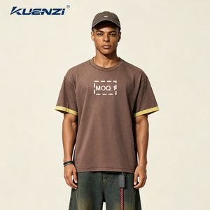 Camiseta de Manga Corta para Hombre Kuenzi, Diseño Color Clashing, 40% Poliéster, 60% Algodón, 230GSM, Transpirable, RTS, Pedido al por Mayor, Lisa para Imprimir - Product Image 2