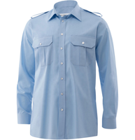 Chemises d'uniforme de pilote de ligne bleues à manches courtes pour hommes, en tissu polycoton, au design classique et personnalisé