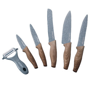 Gift Color Box Wooden Handle 3Cr13 Stainless Steel 6Pcs Sharp Knives Sets Kitchen Knife Set
