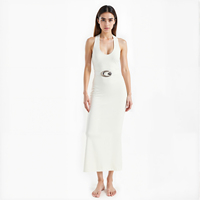 Robe de soirée moulante asymétrique sans manches pour femme, longueur ras du sol, en tissu écoresponsable, idéale pour le quotidien