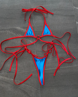 Ensemble de maillot de bain 2 pièces pour femmes, col halter, imprimé animal, micro bikini avec bas de maillot string, anti-UV et séchage rapide