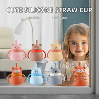 Gobelets à paille en silicone de qualité alimentaire pour enfants, avec poignée et couvercle, pour l'apprentissage de la boisson, résistants aux chutes, sans BPA, 200 ml, compatibles lave-vaisselle - Vente en gros