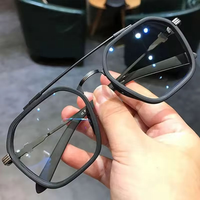 Gafas de Alta Gama con Bloqueo de Luz Azul para Hombre, Gafas Ópticas Transparentes con Marco Cuadrado Negro, Anti-radiación