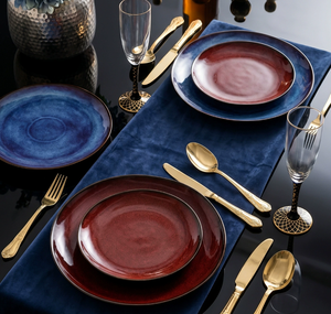 Retro Kiln Glaze Multi-color <b>Ceramic</b> <b>Plates</b>, Premium Western Tableware for Steak Pasta Bulk Wholesale Custom Gift Box Restaurant - Product Image 6