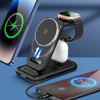Chargeur sans fil magnétique 4 en 1 15W pliable 3 en 1 Chargeur sans fil magnétique à charge rapide pour iPhone et Android