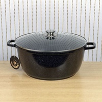 Lot de 10 ustensiles de cuisson modernes en céramique avec revêtement granit, induction, grande taille (36cm, 40cm, 44cm), couleur noire, MOQ 1 ensemble