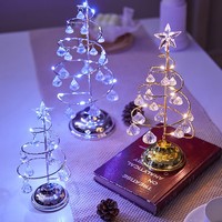 Arbre de Noël lumineux en cristal LED en fer d'intérieur SHUANGYUAN, lumières de nuit de table, 7*7*19cm, décorations de Noël