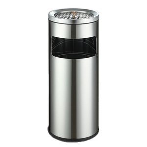 Poubelle commerciale en acier inoxydable avec cendrier intégré, pour hall, centre commercial, <span class=keywords><strong>hôtel</strong></span>, bac à déchets de fruits, couvercle à bascule, utilisation extérieure, double tambour intérieur - Product Image 3