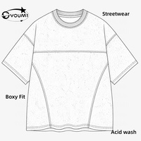 YOUMI ODM/OEM Vente en gros Streetwear T-shirt coupe ample épais délavé à l'acide surdimensionné vintage usé 100% coton pour homme